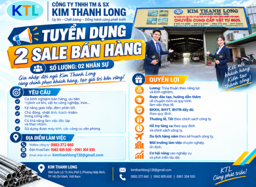 Tuyển nhân viên Sale TP.HCM – 02 vị trí | Kim Thanh Long