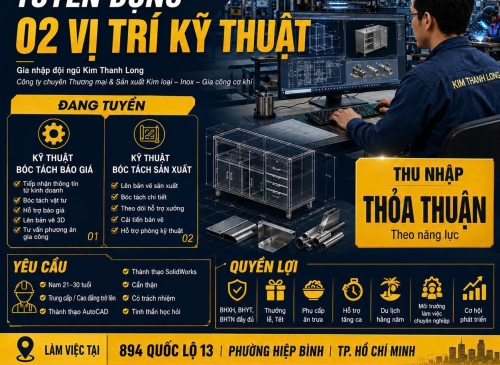Tuyển dụng kỹ thuật bóc tách báo giá và kỹ thuật bóc tách sản xuất